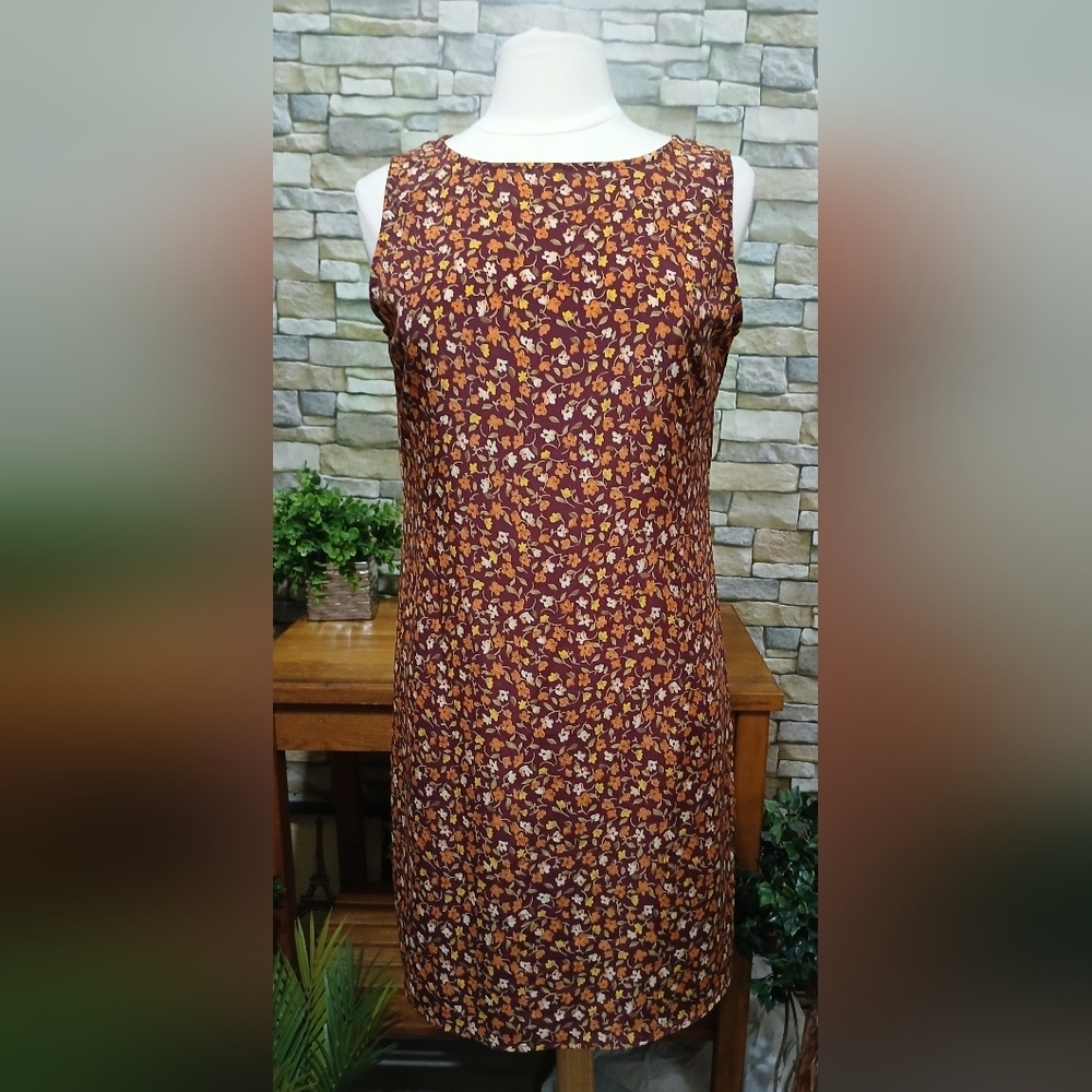 New York &‎ Company Floral Midi Dress Brown Orange Floral Mix Size 10